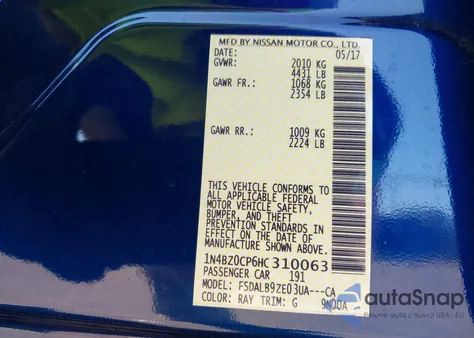 2017 Nissan Leaf S from USA, damaged, VIN 1N4BZ0CP6HC310063